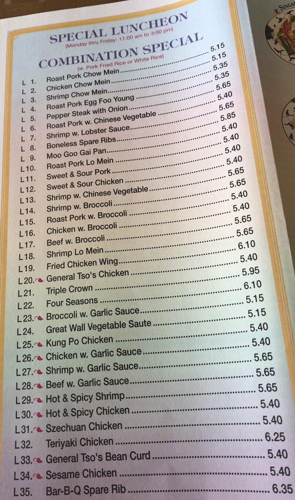 Menu at Great Wall Chinese Restaurant, North Branford