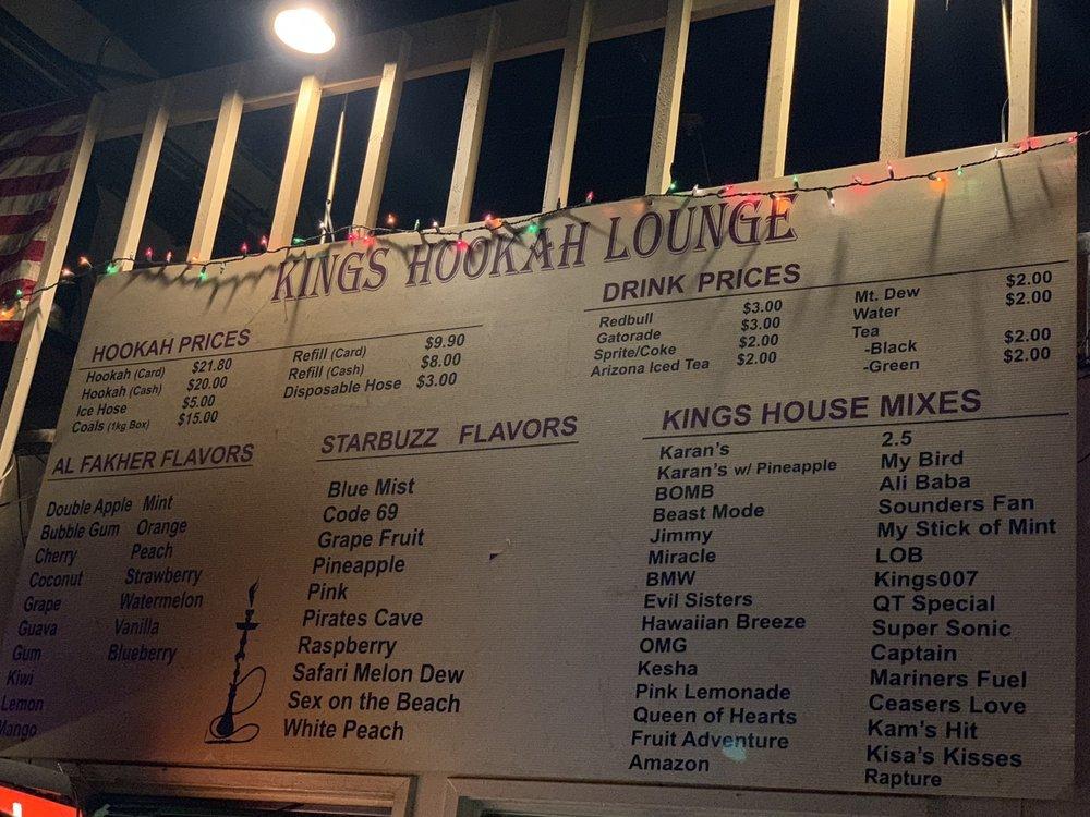 Menu at Kings Hookah Lounge pub & bar, Seattle