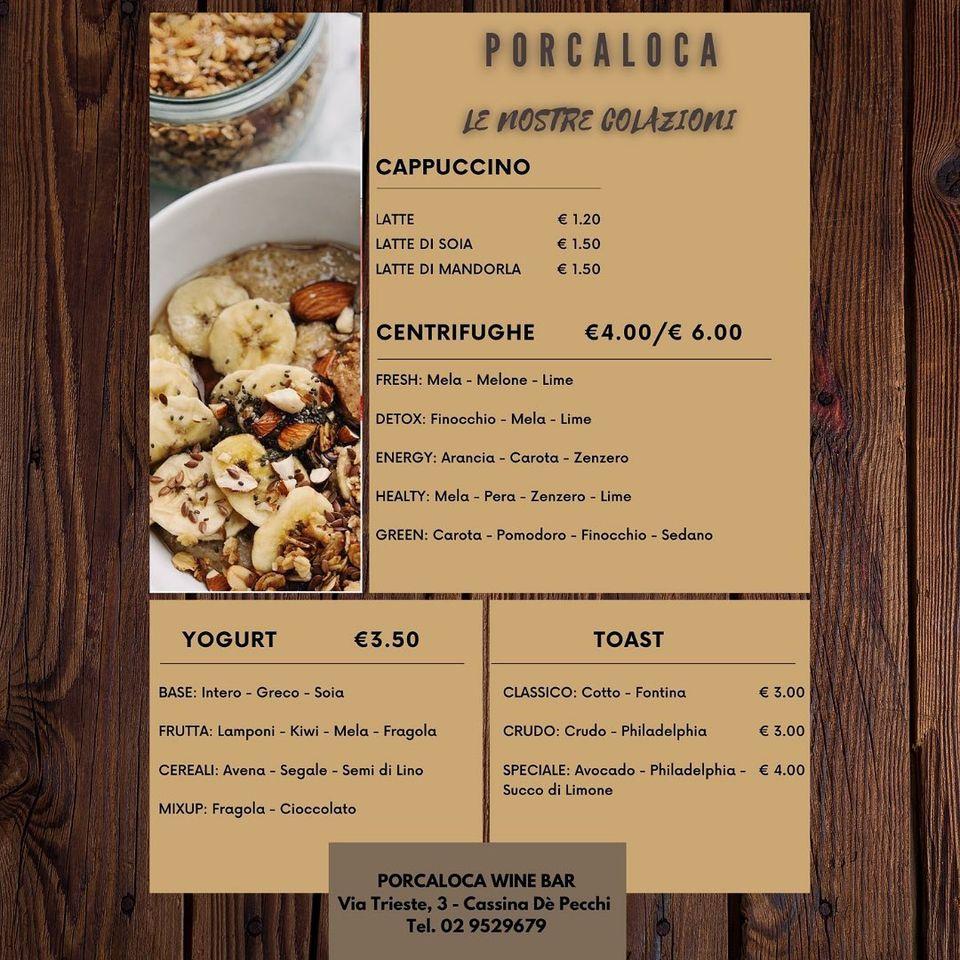 Menu Da Porcaloca Winebar Cassina De Pecchi Via Trieste