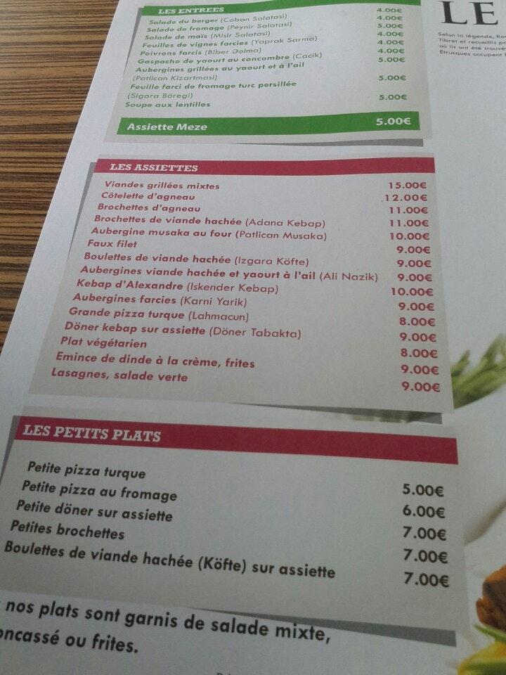 Menu at Le Romulus pub & bar, Strasbourg