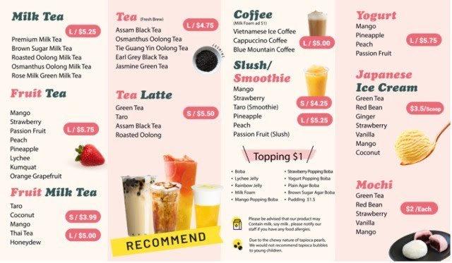 Menu at Qing s Mo Cha Bubble Tea cafe Fairhaven