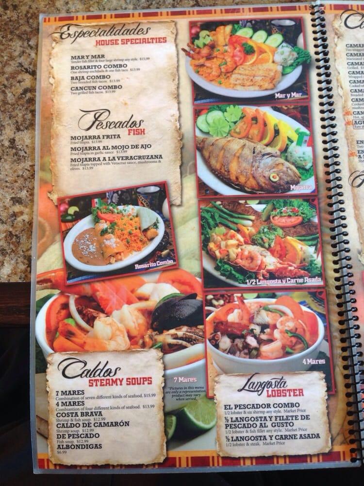 Menu at El Pescador restaurant, Santa Paula