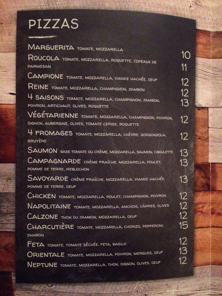 Menu at Les Planches De Deauville pizzeria, Paris