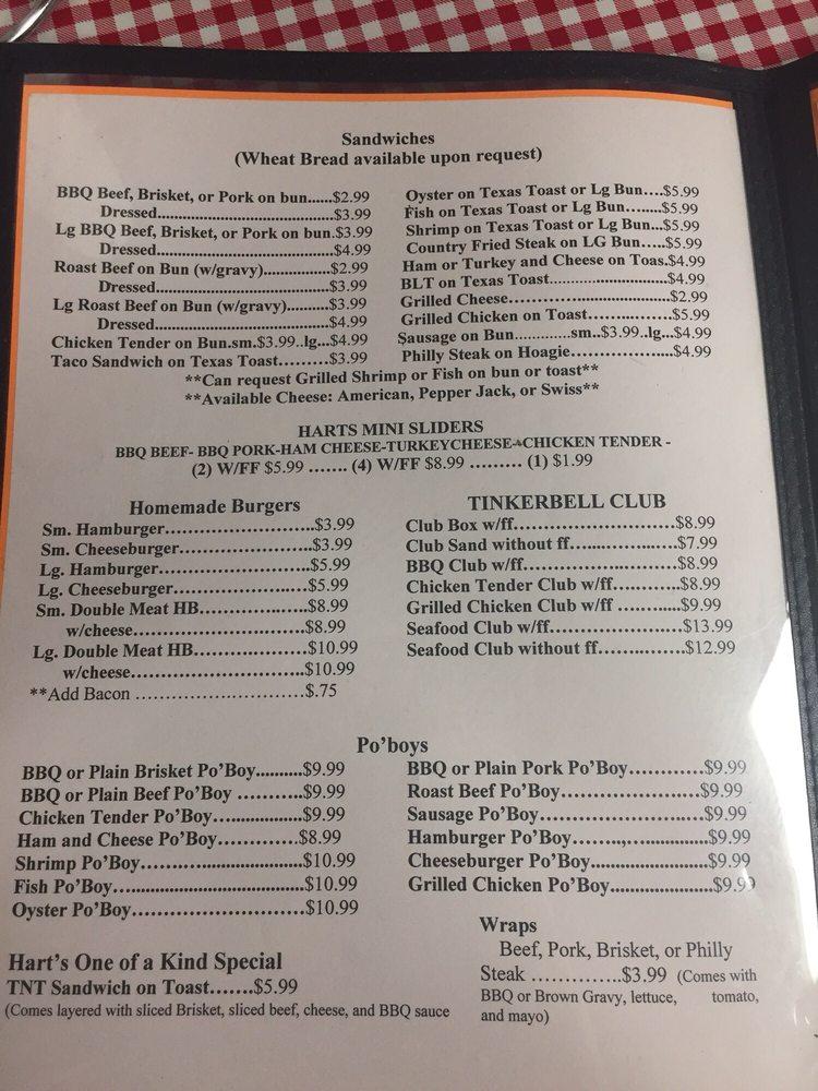 Menu At Hart's Bar-B-Que, Kentwood