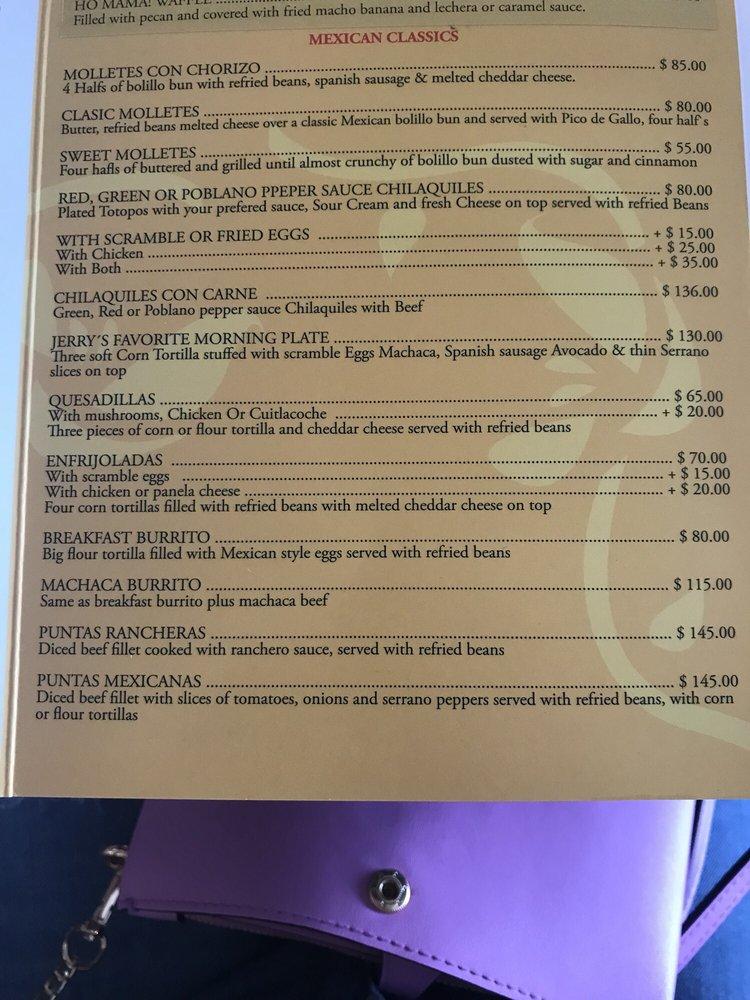 Menu at Mr. Cream Pancakes & Waffles restaurant, Puerto Vallarta