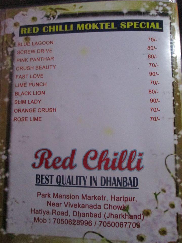 Red Chilli Restaurant menu