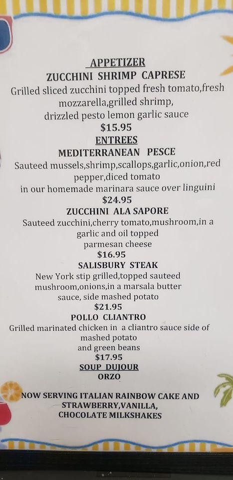 Menu at Sapore pizzeria, Lehighton
