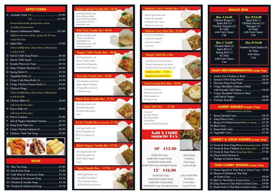 Menu at Golden Palace Chinese Restaurant, Mohill