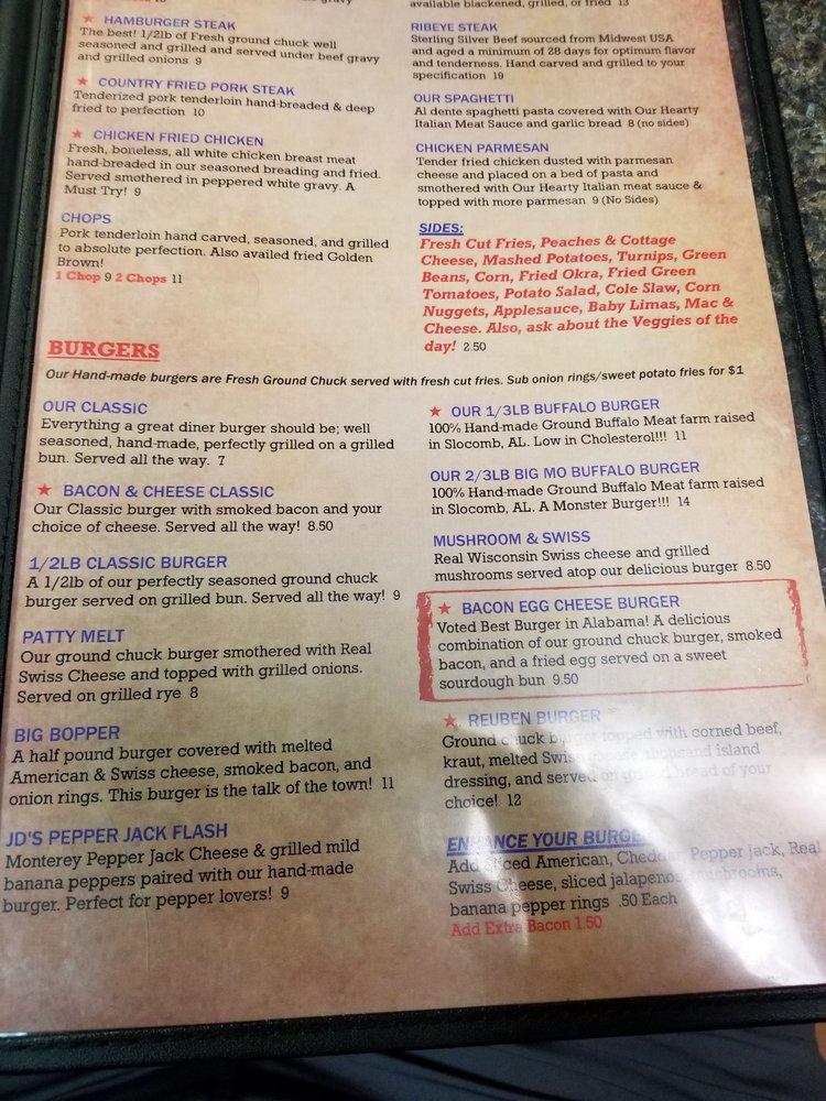 Menu at Our Place Diner cafe, Ozark, US-231