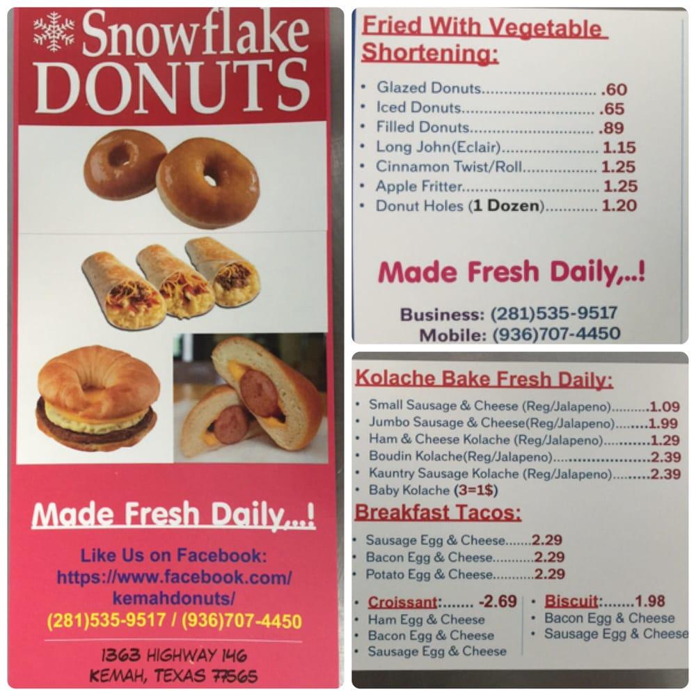 Menu at Snowflake Donuts ~ Kemah, Kemah, TX-146