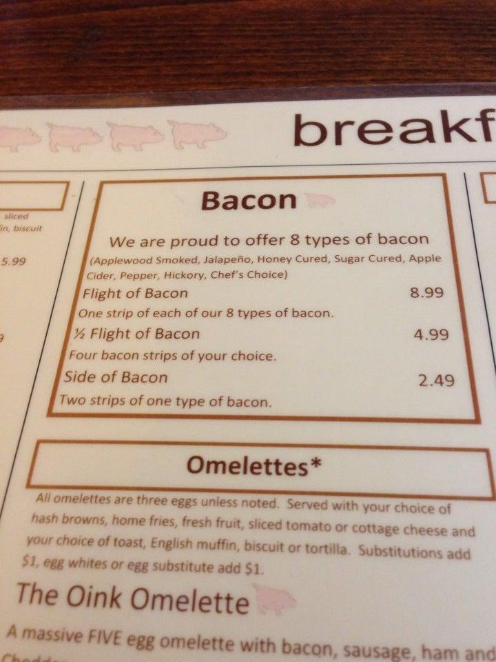Menu at The Oink Cafe, Phoenix