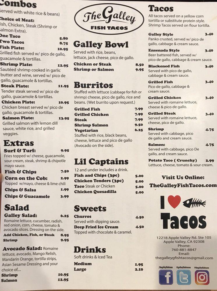 Carta del restaurante Captains Fish Tacos, Victorville