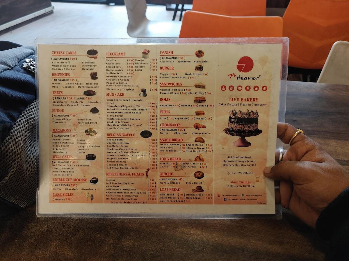 Menu at 7th Heaven Bakery and Cake Shop, Bareilly