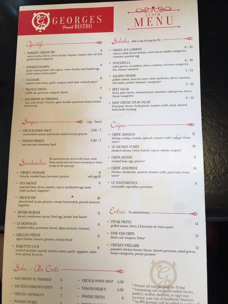 Menu at French Bistro restaurant, Wichita