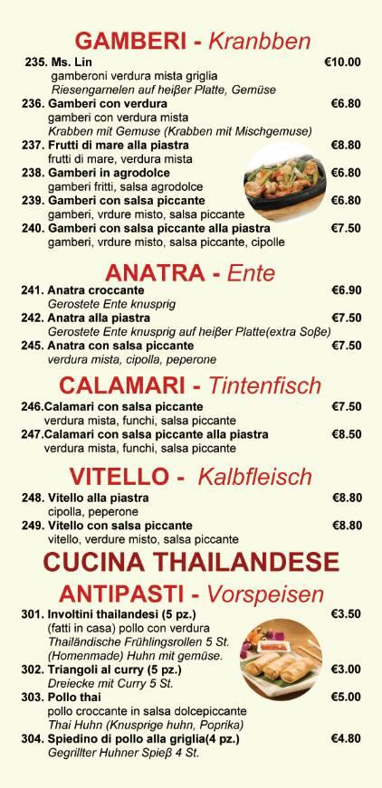 Menu di Ristorante Ms.Lin 