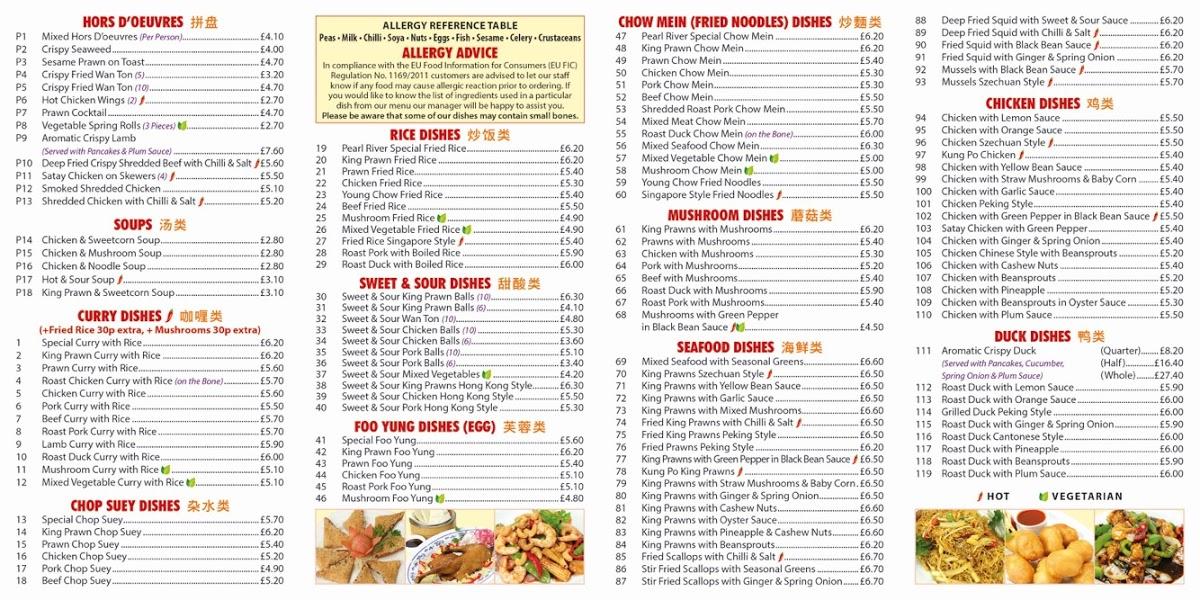 Menu At Pearl River Fast Food, Andover