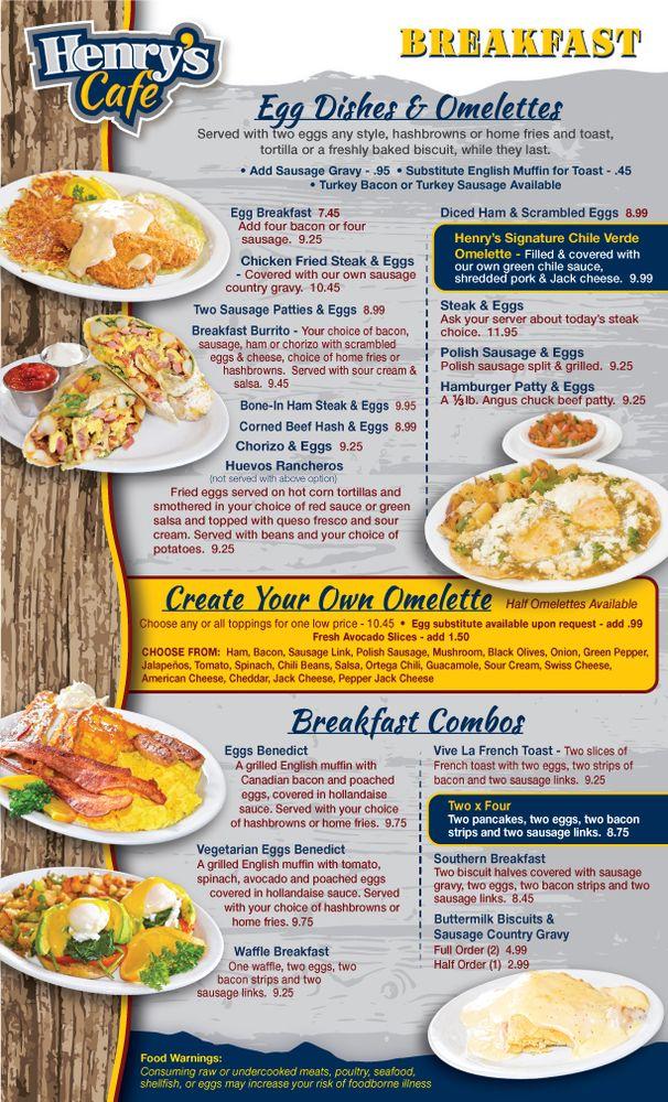 Menu At Henry S Cafe Tehachapi