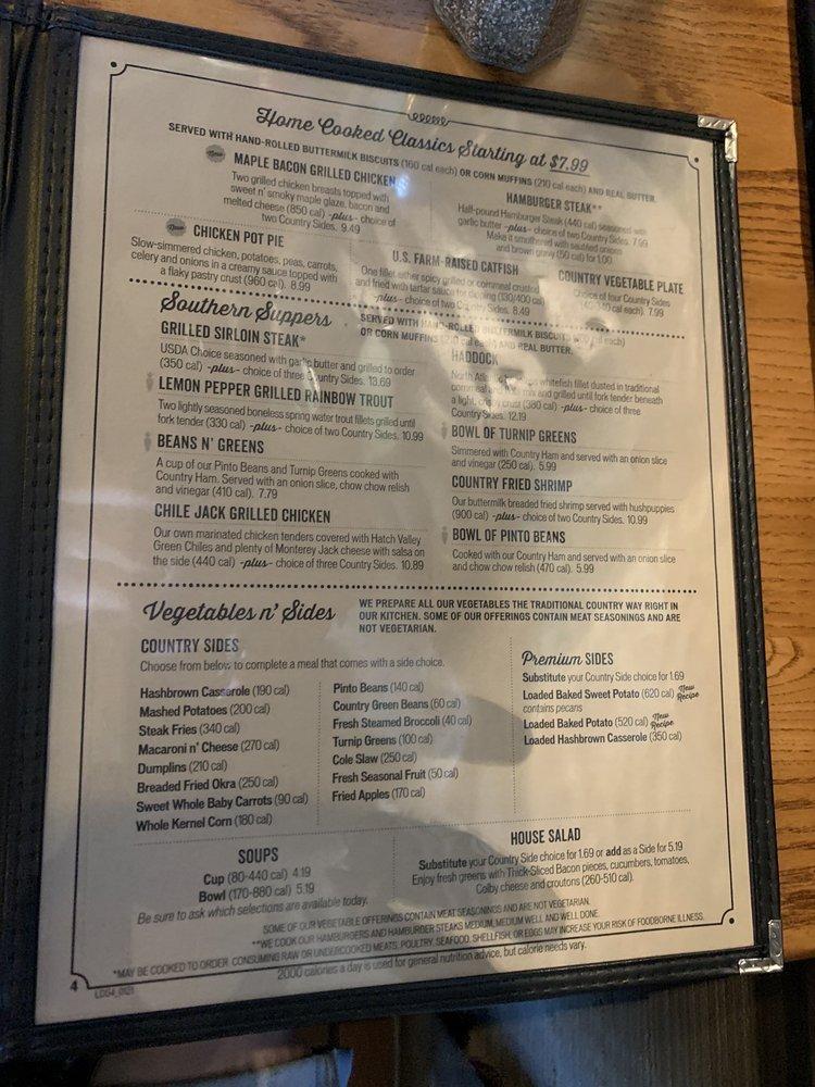 Menu at Cracker Barrel Old Country Store, Harker Heights