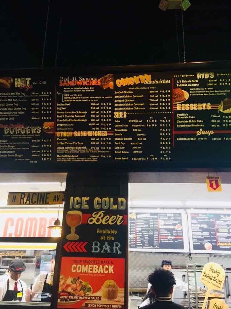 Menu at Portillo's Mishawaka restaurant, Mishawaka