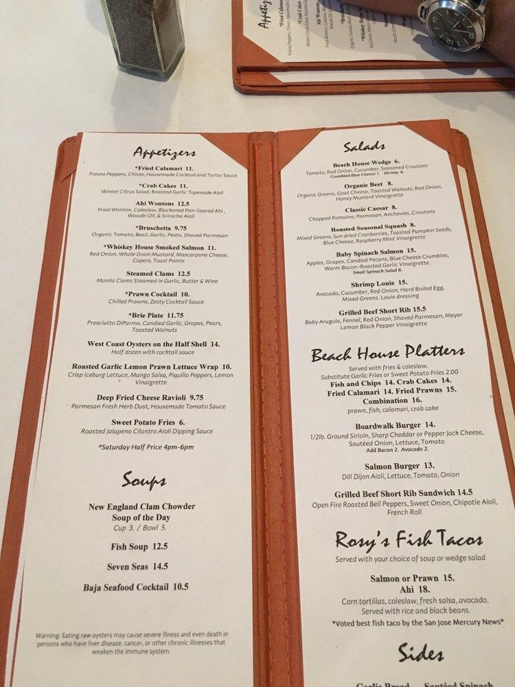 Menu at Rosy's At The Beach restaurant, Hill