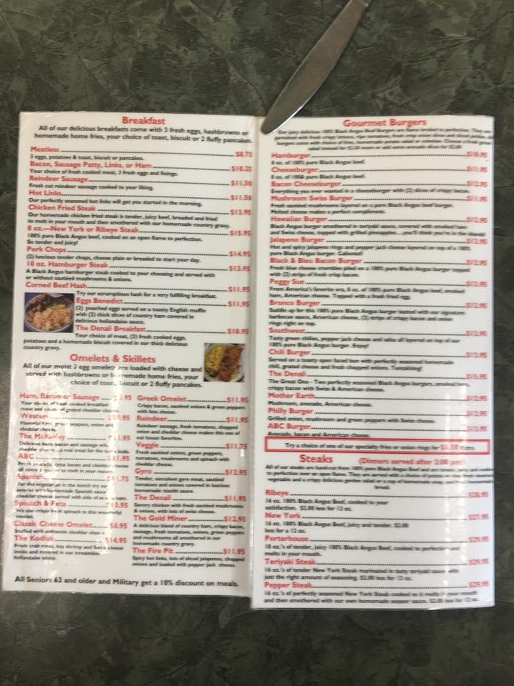 Menu at Denali Family Restaurant, Wasilla, 121 S Lamont Cir