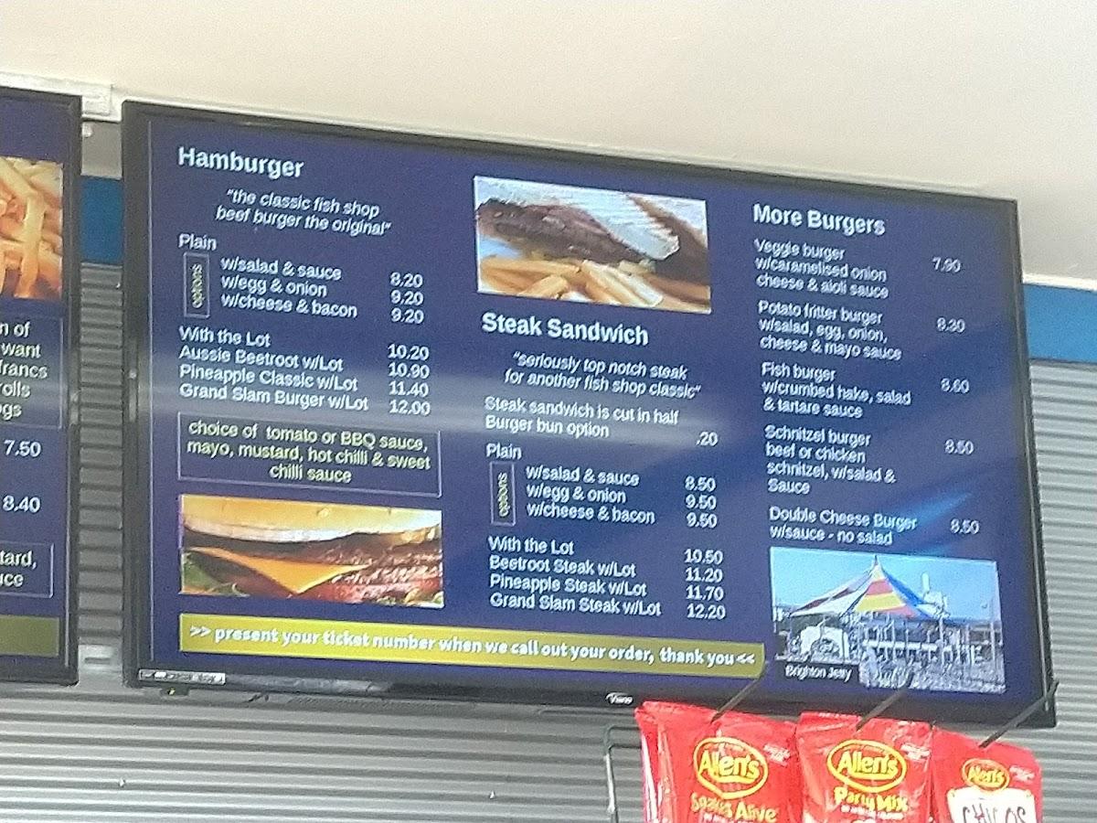 Menu at Australian Fish & Chip Shop fast food, North Brighton, 1/339 Brighton Rd