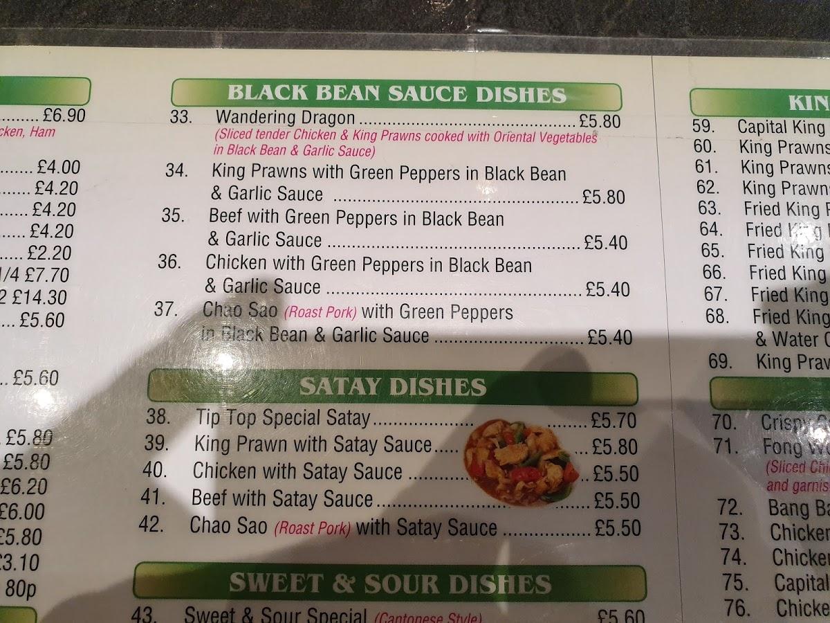 Menu at Tip Top Chinese Takeaway Walsall restaurant, Walsall