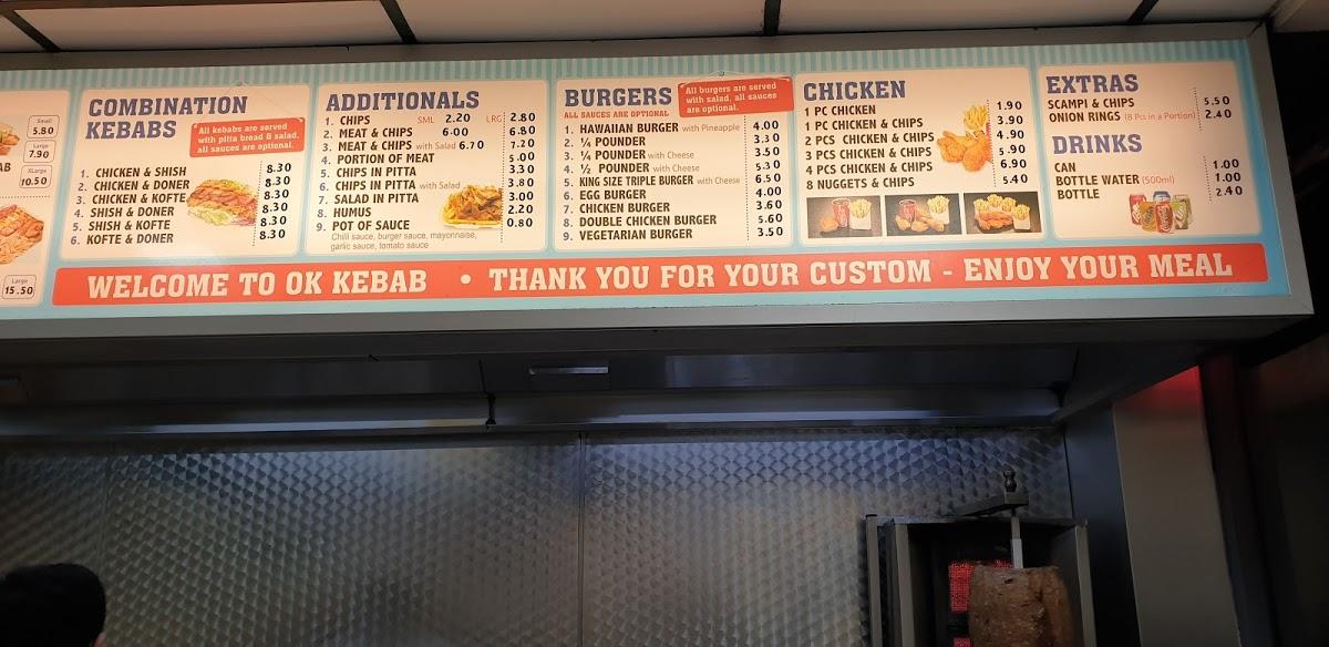Menu at OK Kebabs walderslade fast food, Chatham