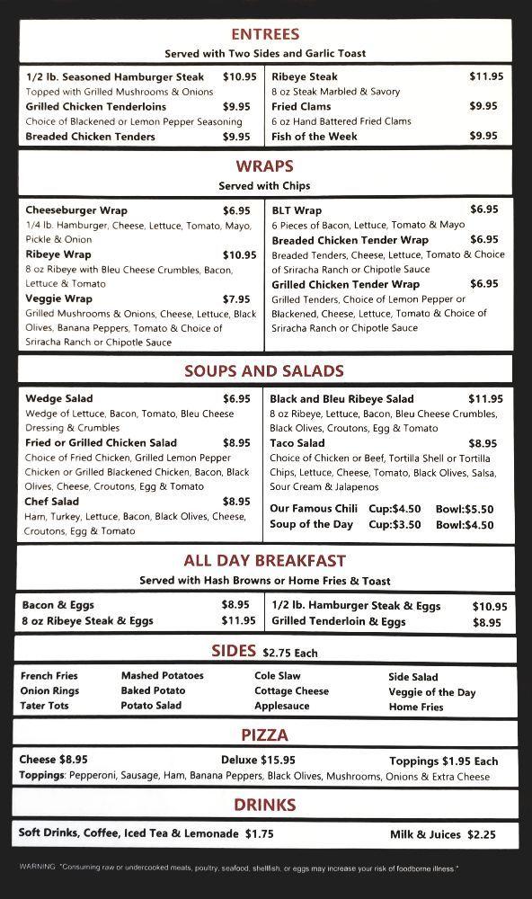 Menu at Roadside Cafe, Westfield