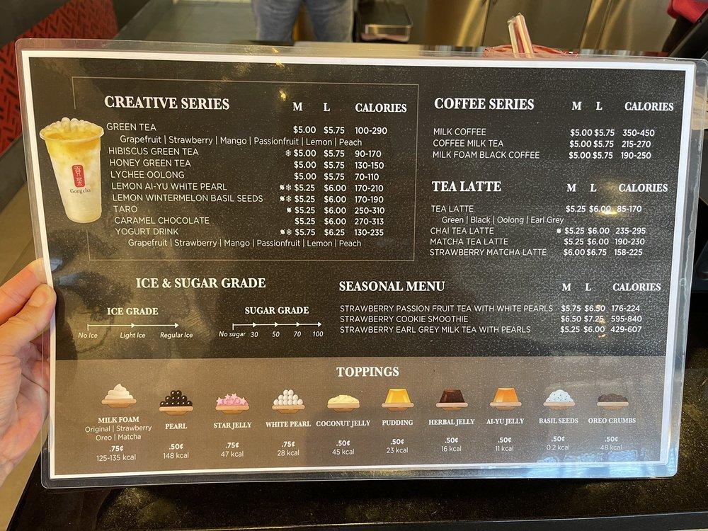 Menu at Gong Cha Lubbock