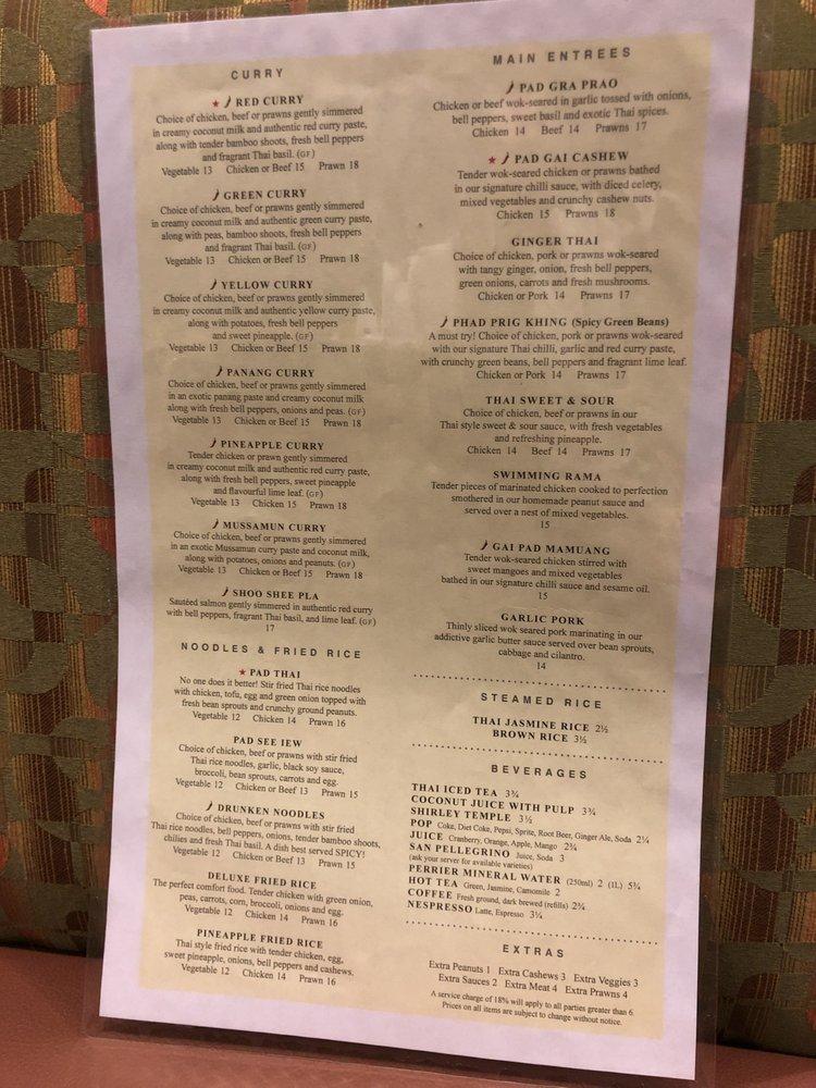 Menu at Mango Thai Restaurant, Langford