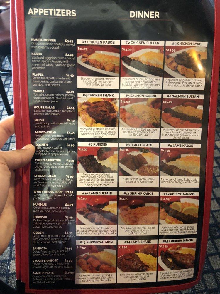 Menu at House of Kabob restaurant, Nashville