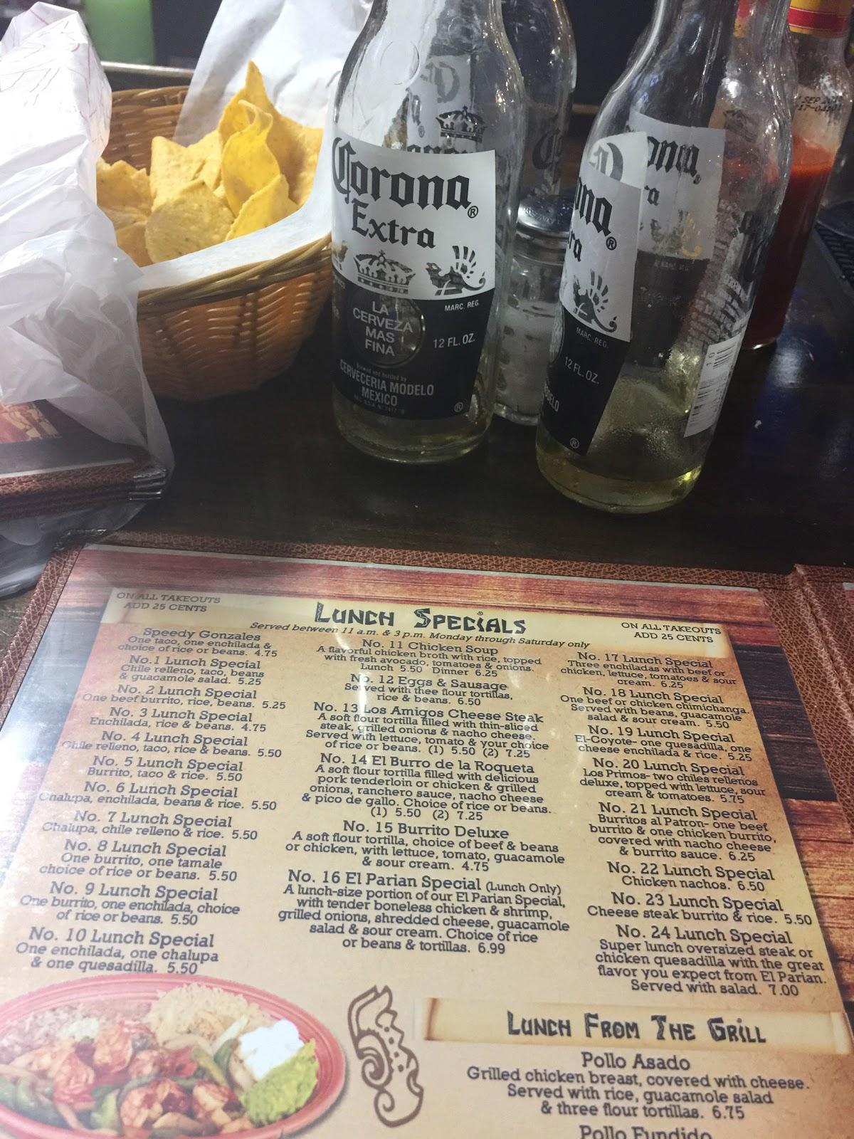 Menu at El Parian restaurant, Toccoa, 62 Walmart Way