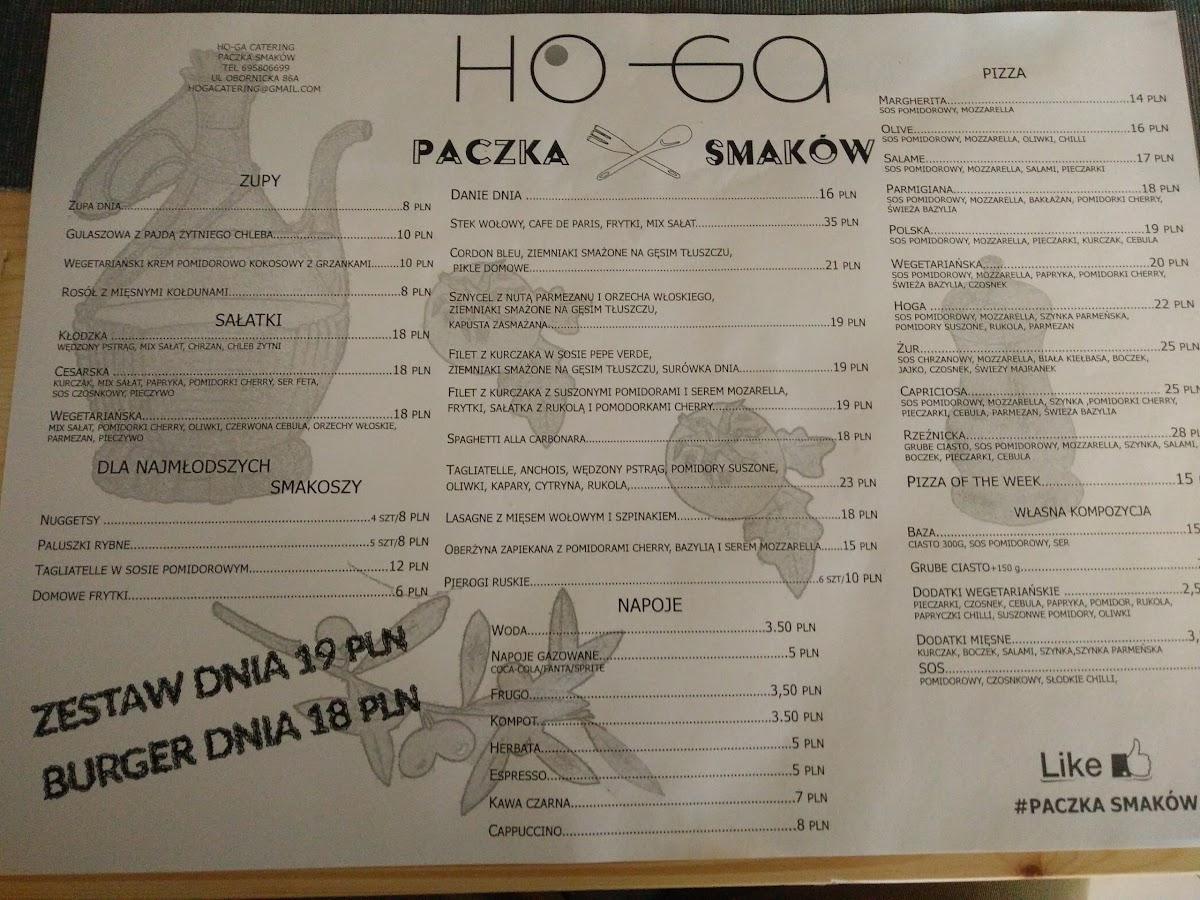 Menu at Paczka Smaków restaurant, Wrocław, Obornicka 86A