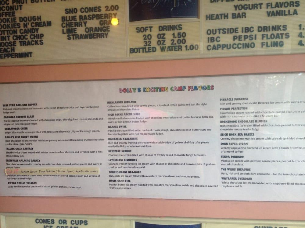 Menu at Dolly's Dairy Bar & Gift Shop, Pisgah Forest