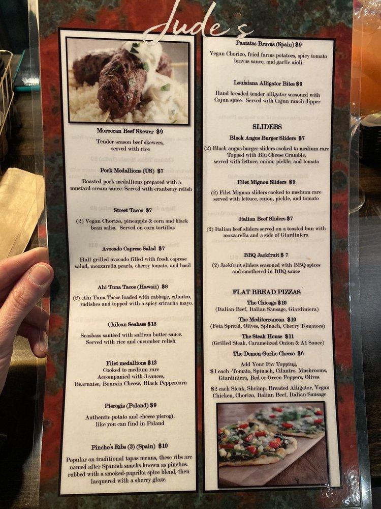 Menu at Jude's pub & bar, Crystal Lake