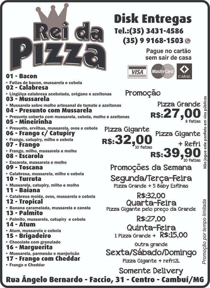 Rei da Pizza cardápio