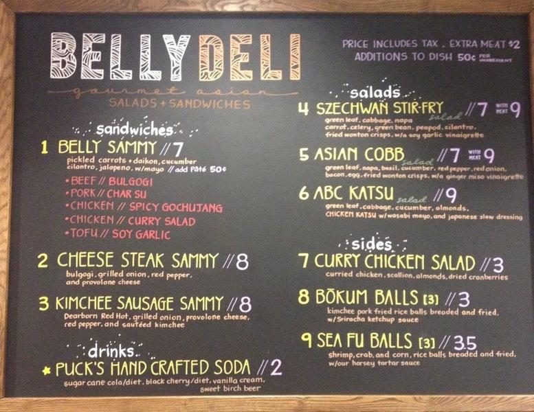 Menu at Belly Deli restaurant, Ann Arbor