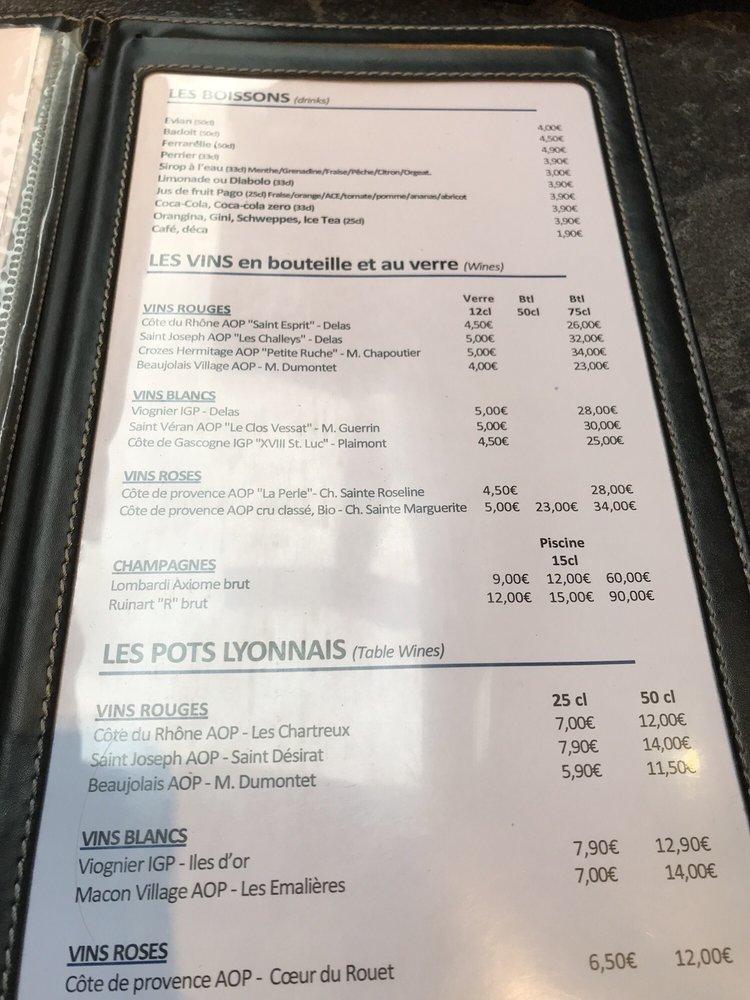 Menu at Le Winch restaurant, Lyon, 62 Rue Mercière