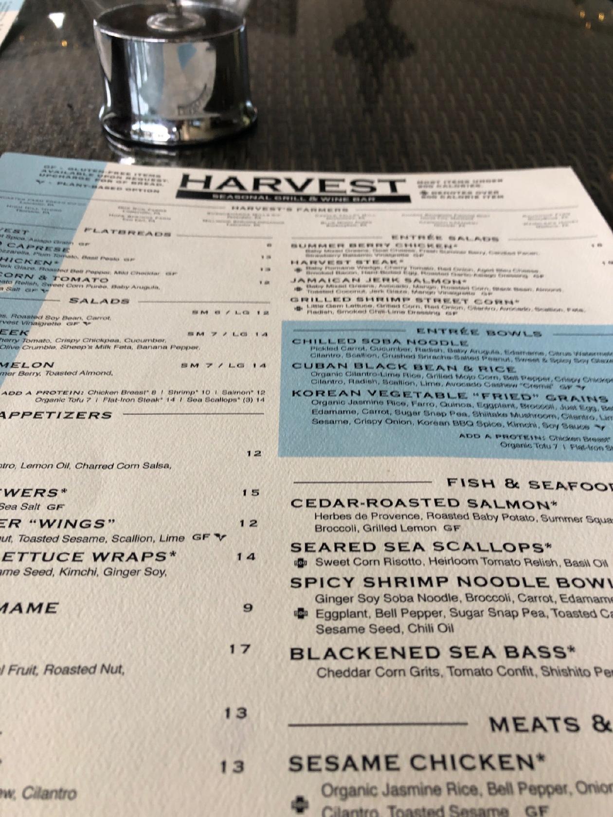 Menu at Harvest Seasonal Grill Glen Mills pub & bar, Glen Mills