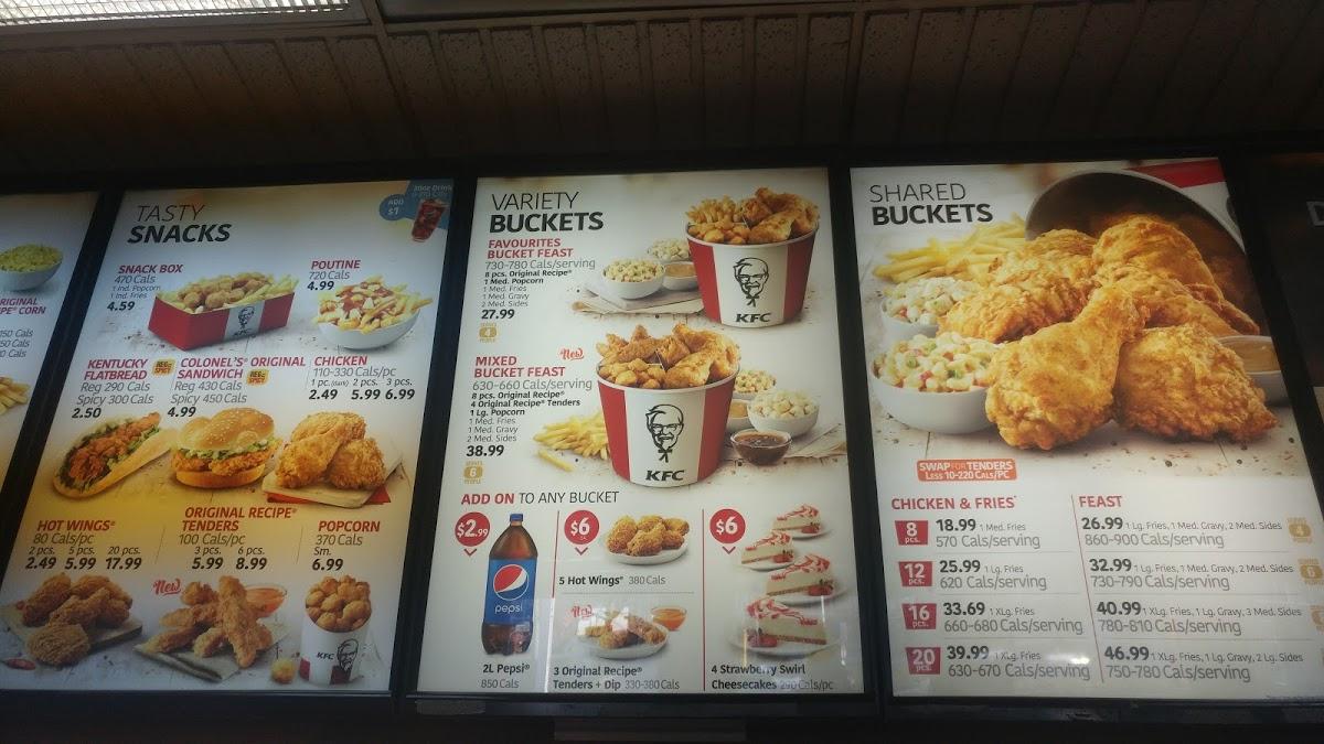 Menu At Kfc Fast Food, Brockville