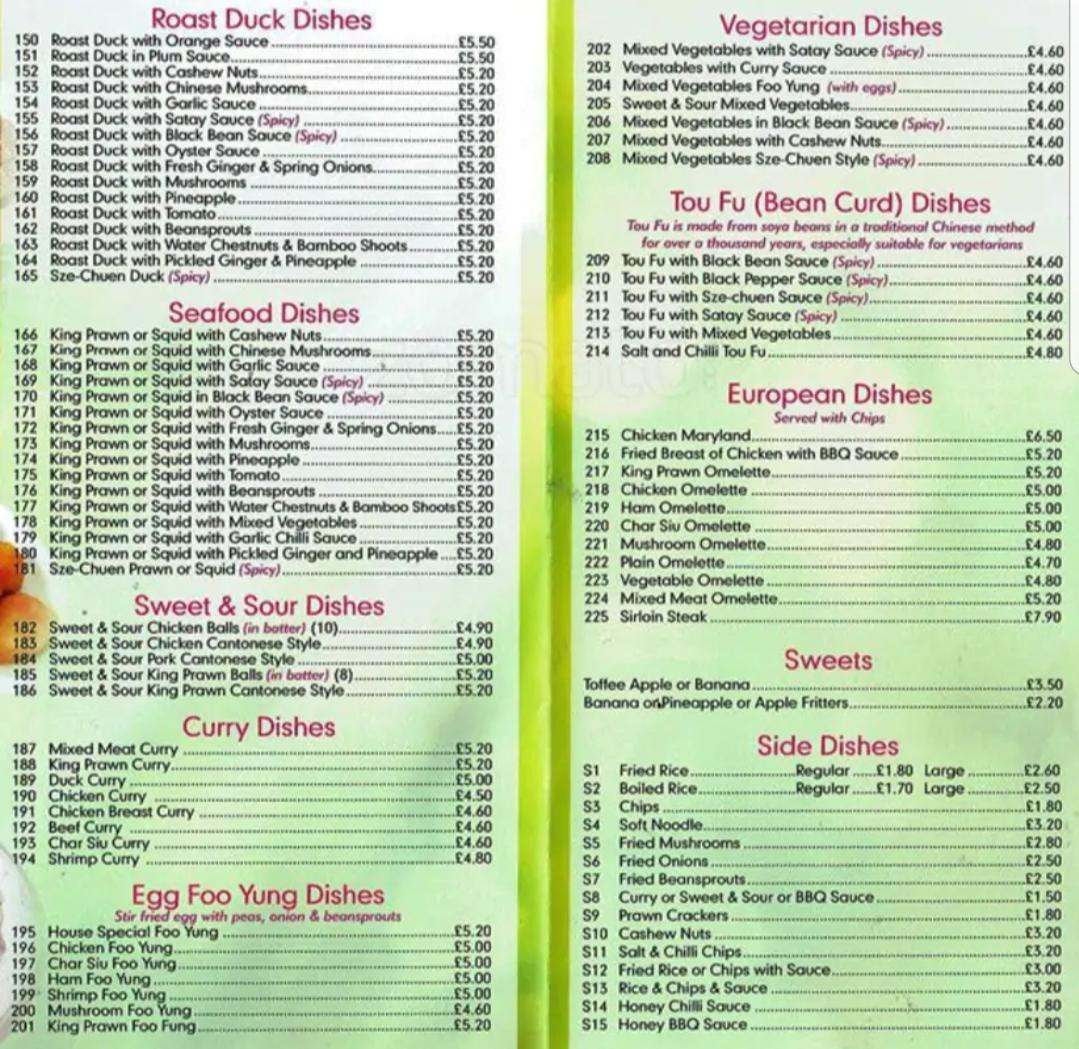 Menu at Mayflower fast food, Edinburgh, 8A Piershill Ln