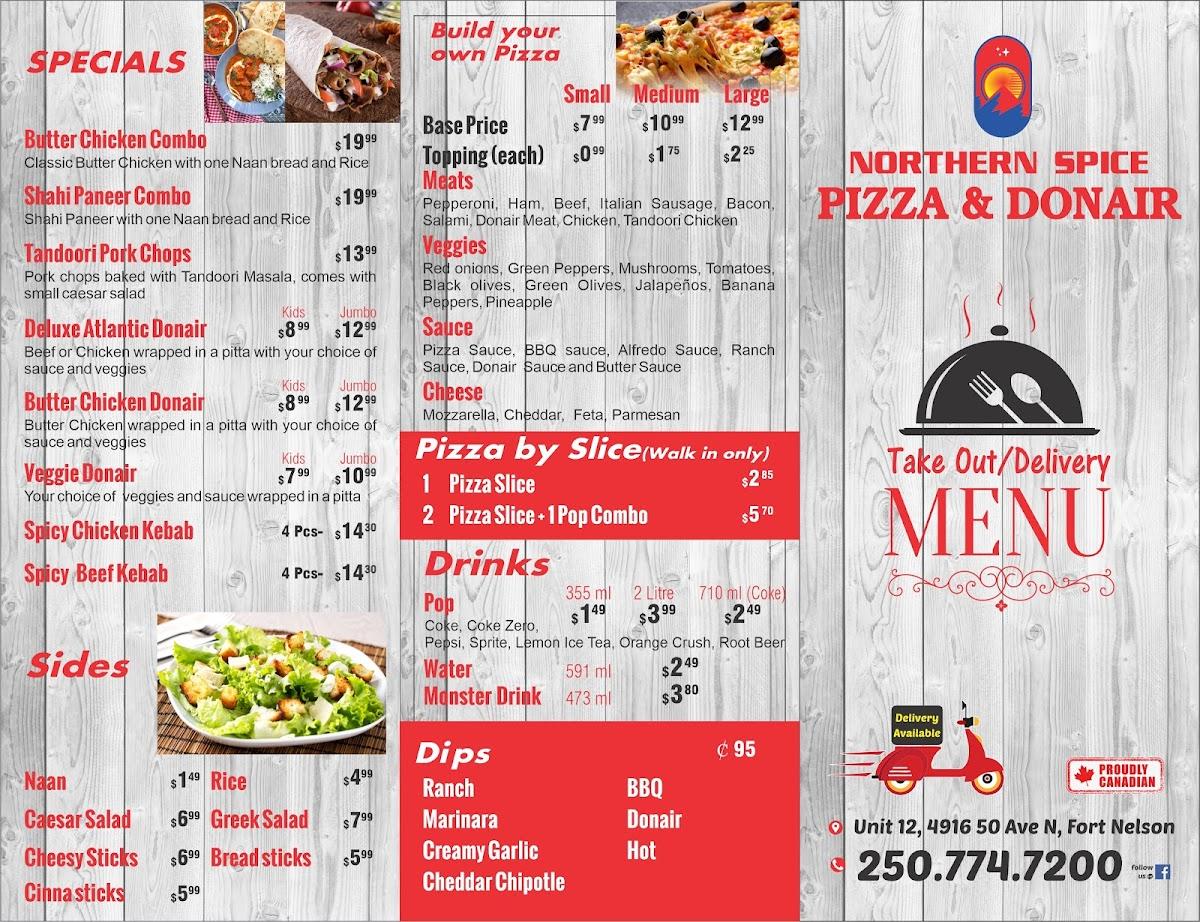 Menu at Northern Spice Pizza & Donair pizzeria, Fort Nelson