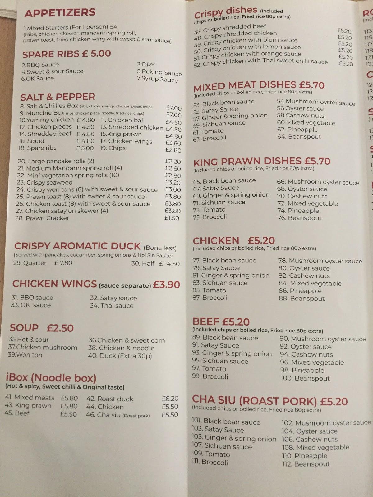 Menu at Ikitchen Chinese restaurant, Scarborough