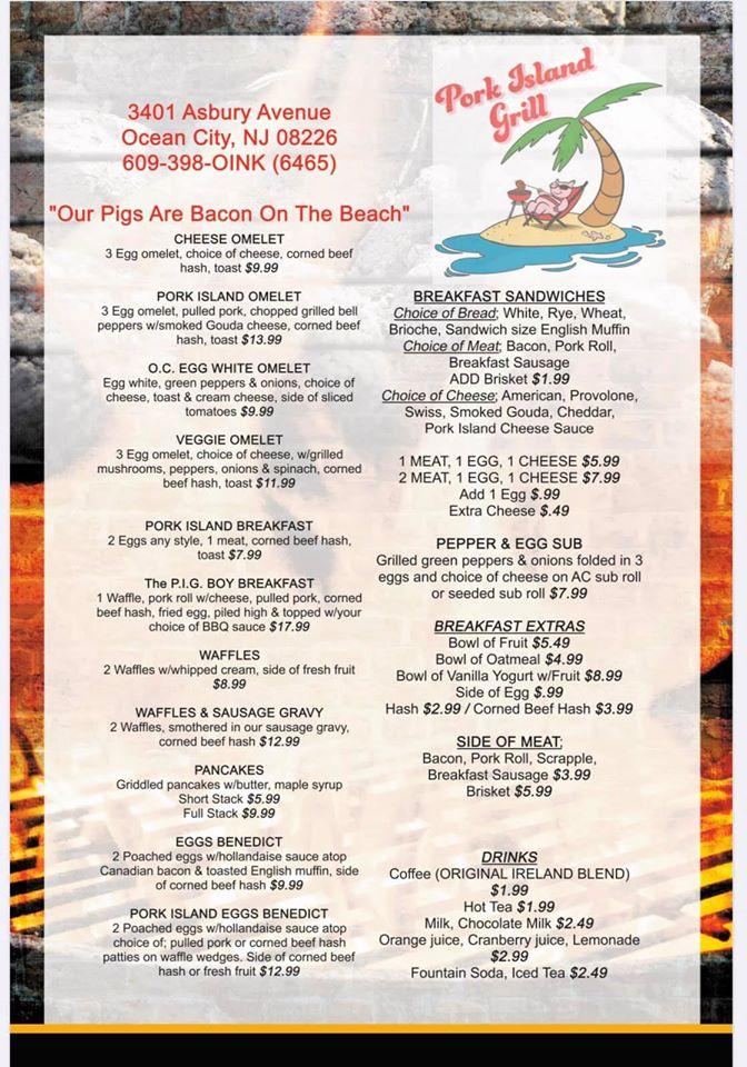 Menu at Pork Island Grill BBQ, Ocean City