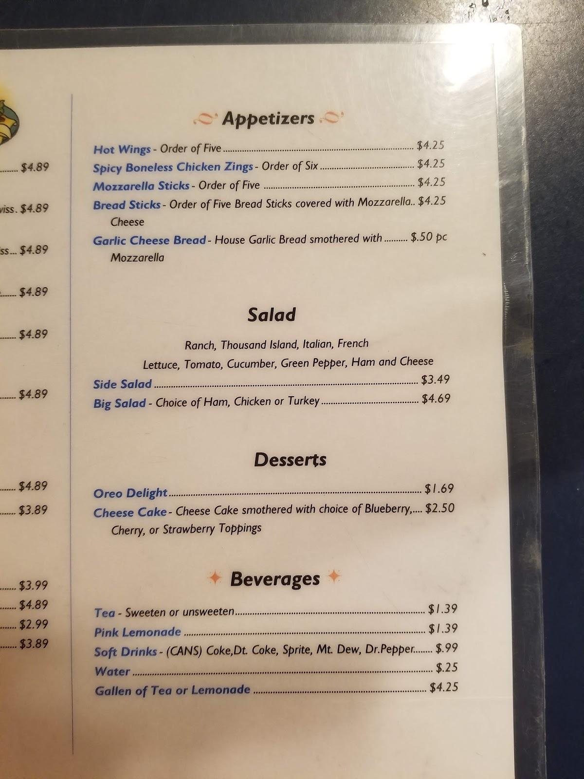Menu at Garland Pizza pizzeria, Garland