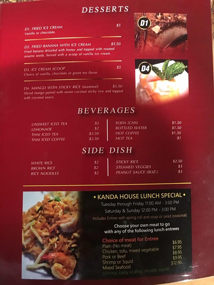 Menu at Kanda House thai kitchen restaurant, Cornwall