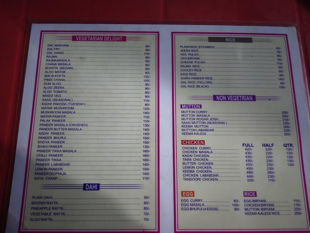 Menu At Lal Dhaba, New Delhi, B-3