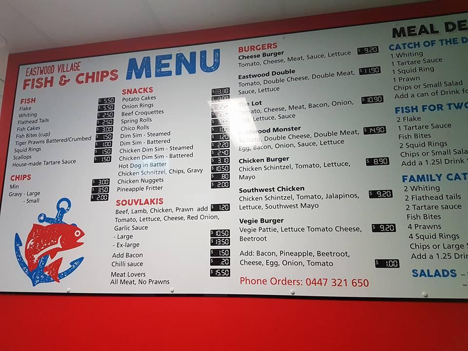 Menu at Eastwood Village Fish & Chips restaurant, Eastwood