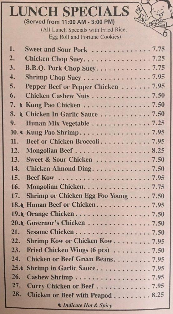 Menu at Hunan Star restaurant, Evanston, Golf Rd